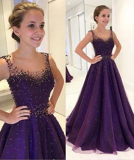 Reasonable Royal Evening Dress -Purple Prom Dress ,Evening Dress ,Winter Formal Dress, Pageant Dance Dresses, Graduation School Party Gown C1741