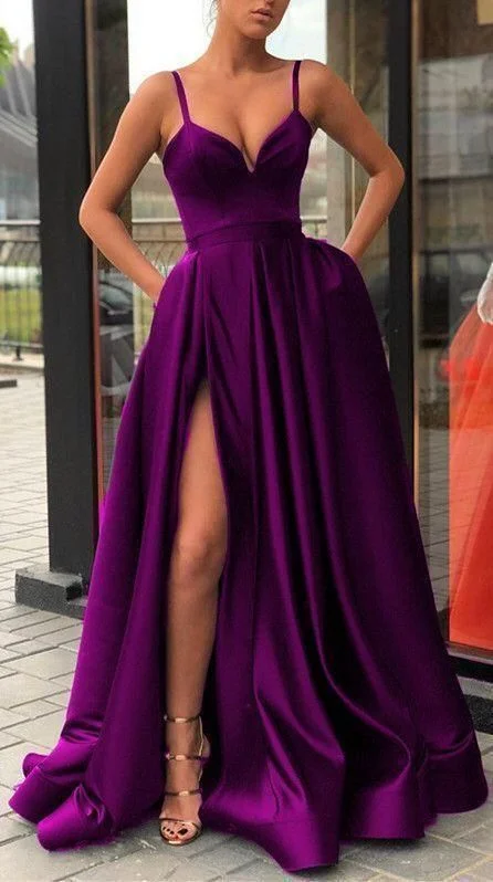 Scarlet Fishtail Warm Evening Dress -Purple prom dresses,purple evening gowns,long prom dresses C2311