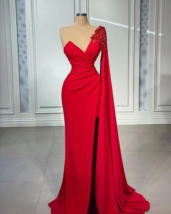 Cool Peacock Evening Dress -Red Floor Length Women Prom Dress Evening Gowns C1813