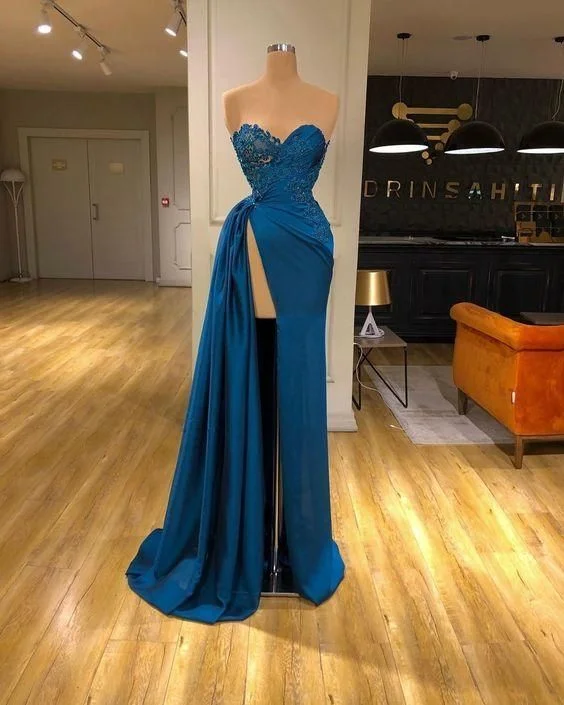 Topaz Evening Dress -Satin Strapless Long Simple Prom Dress, Evening Dress  C568