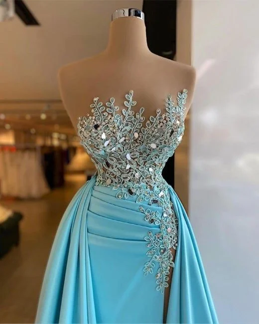 Maternal Shine Banquet Evening Dress -Sexy Sleeveless Sparkly Sequins Mermaid Prom Dress with Train C2183