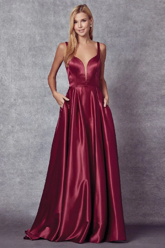 Femme Evening Dress -Sleeveless V-Neck Bow Back Gown by Juliet 691