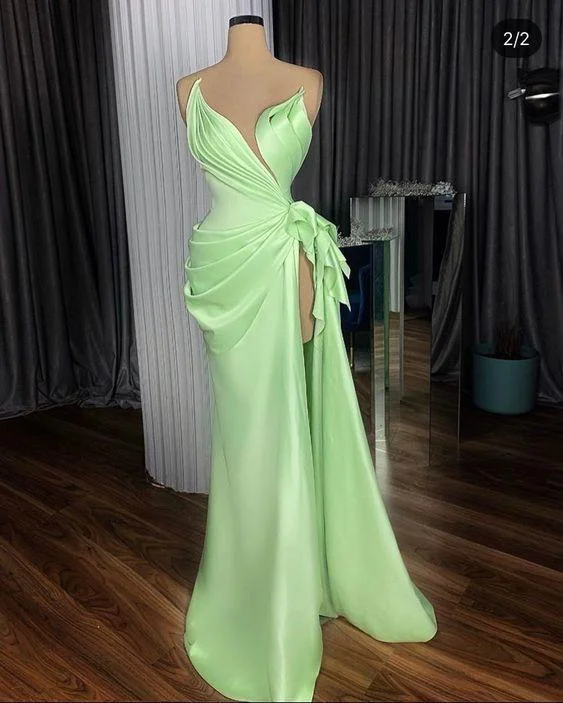 Elbow Sleeve Evening Dress -Unique Mermaid Long Prom Dress , Sexy Prom Dress C1755