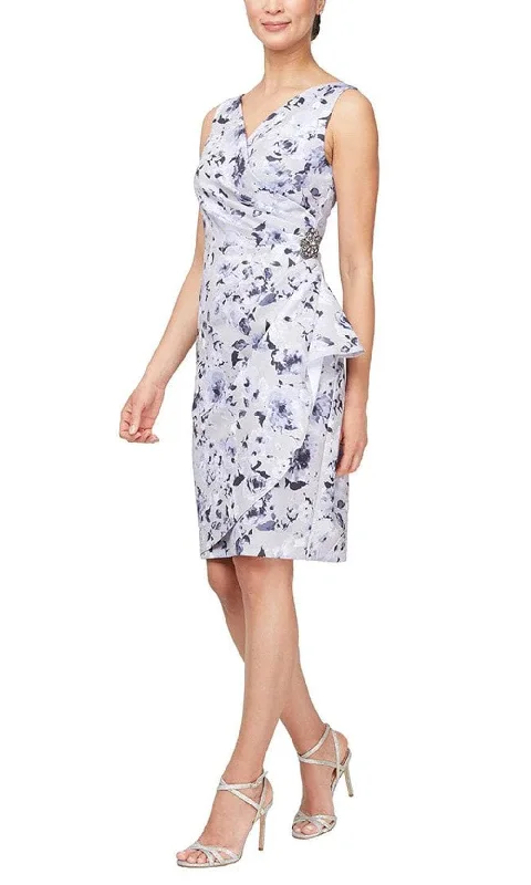 Party Dress Cruise Party-Alex Evenings 8160433 - Floral Sheath Cocktail Dress