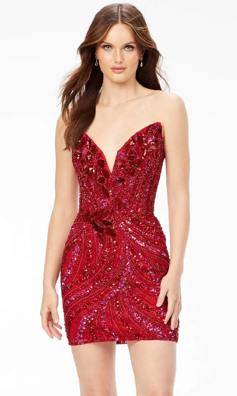 Party Dress Milan Fashion-Ashley Lauren 4500 - Strapless Sequined Cocktail Dress