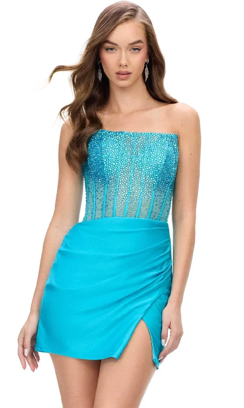 Party Dress Light Academia-Ashley Lauren 4686 - Beaded Corset Cocktail Dress