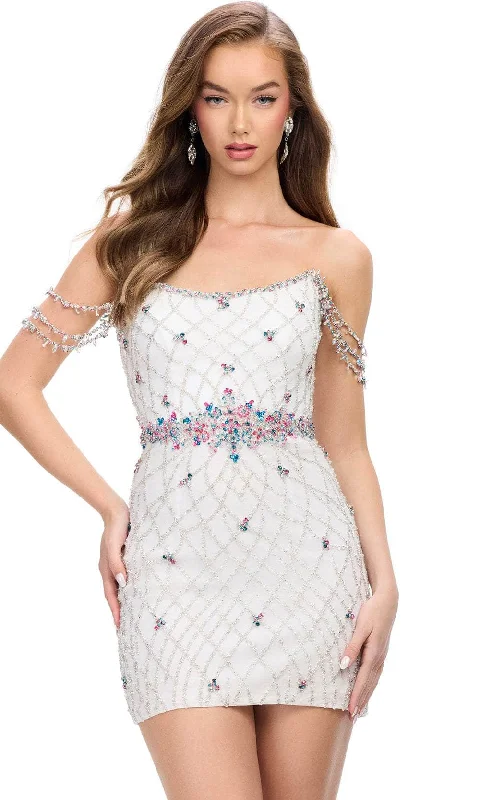 Party Dress Classy Street Style-Ashley Lauren 4702 - Scoop Neck Rhinestone Embellished Cocktail Dress