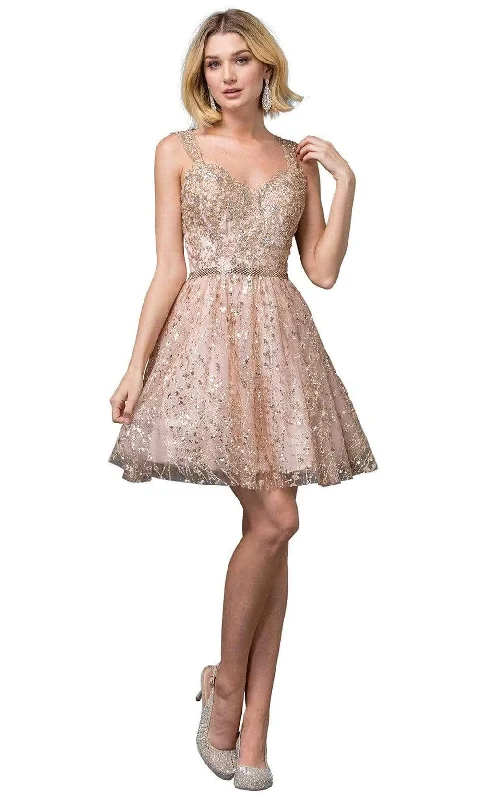 Party Dress Fancy-Dancing Queen - 3222 Embroidered V-neck A-line Cocktail Dress