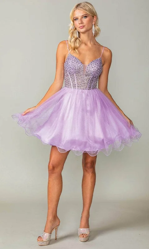 Party Dress Ruffle-Dancing Queen 3353 - Sequin Corset Cocktail Dress