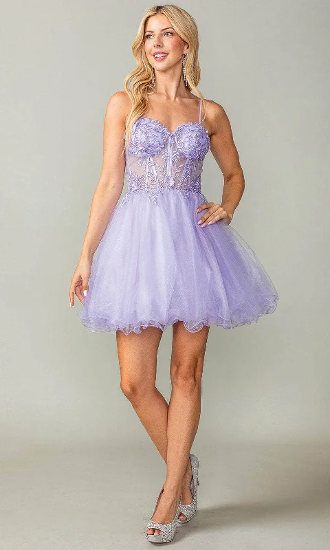 Party Dress Exotic Beauty-Dancing Queen 3382 - Sheer Corset Cocktail Dress