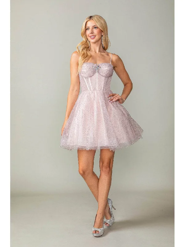 Party Dress Warm Sunset-Dancing Queen 3389 - Sparkly Tulle Cocktail Dress