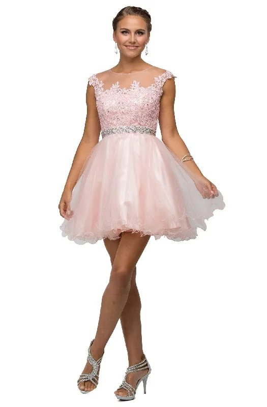 Party Dress Semi-formal-Dancing Queen - 9489 Lace Applique A-line Cocktail Dress