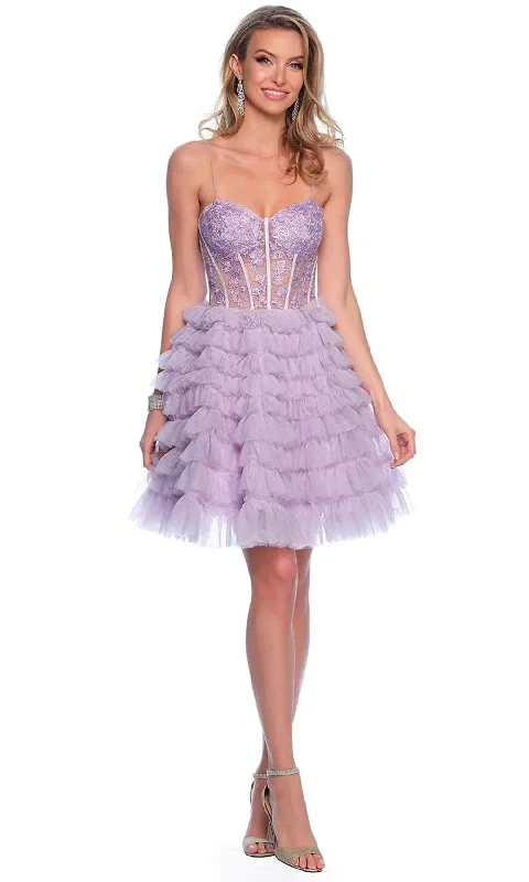 Party Dress Unique Hem-Dave & Johnny 11766 - Sweetheart Tiered Skirt Cocktail Dress