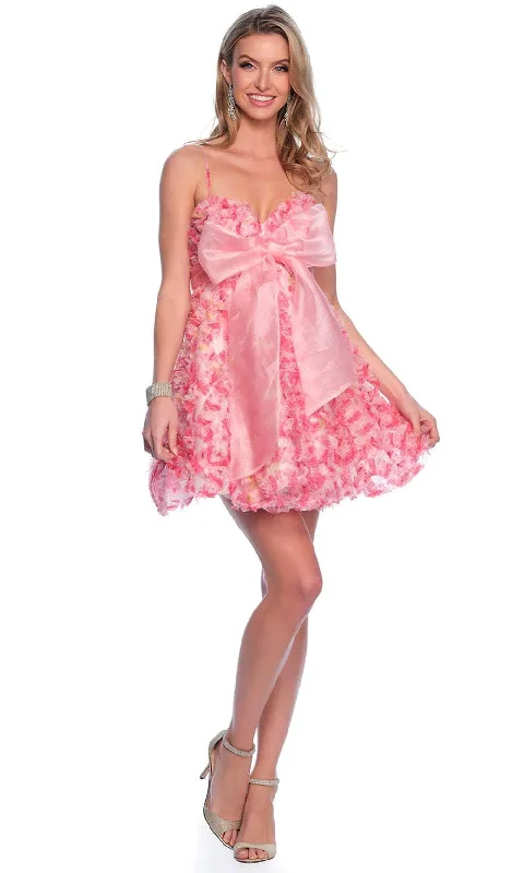 Party Dress Fairytale-Dave & Johnny 11769 - Ruffled Floral A-Line Cocktail Dress