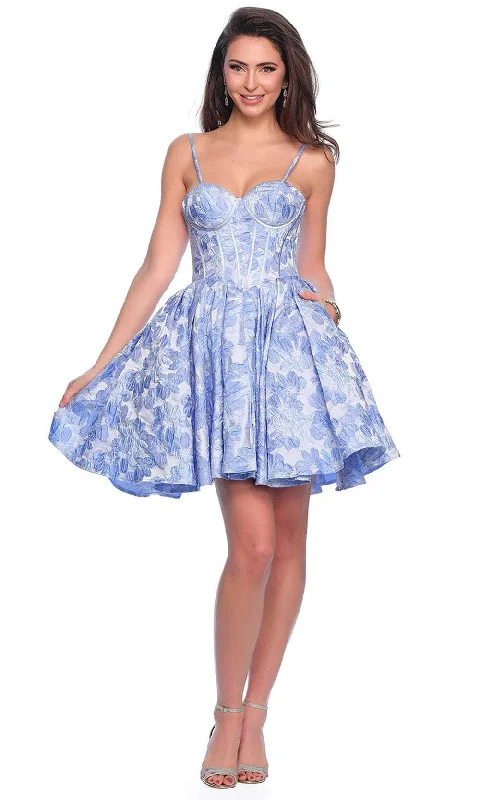 Party Dress Floral Goddess-Dave & Johnny 11960 - Sleeveless Corset A-Line Cocktail Dress