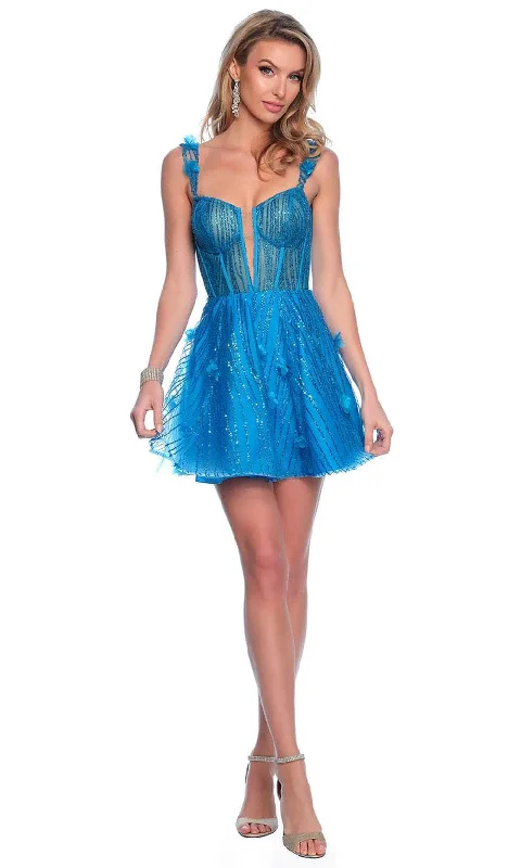 Party Dress Ballet Inspired-Dave & Johnny 11987 - 3D Embellished Sleeveless Cocktail Dress