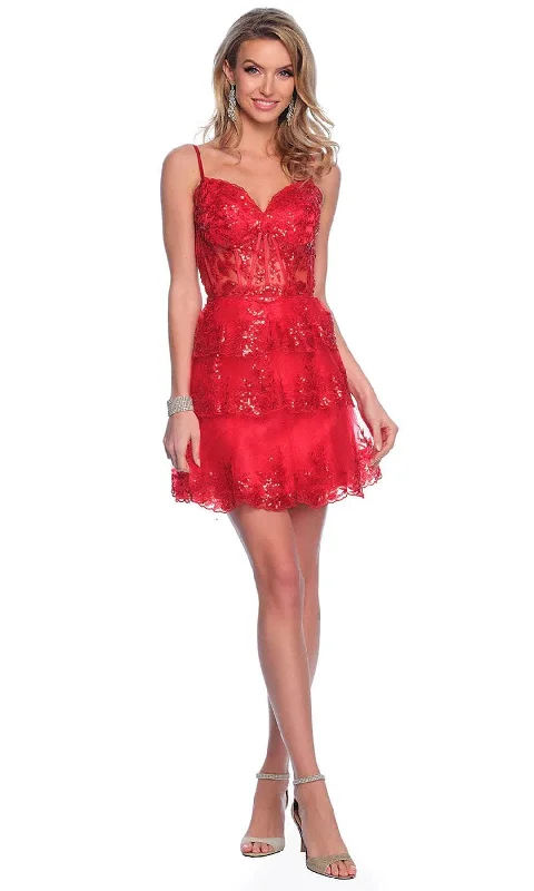 Party Dress Aristocratic Flair-Dave & Johnny 12052 - Sequined Sweetheart Neck Cocktail Dress