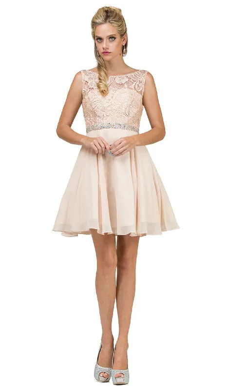 Dancing Queen - 9659 Illusion Lace Bodice Cocktail Dress