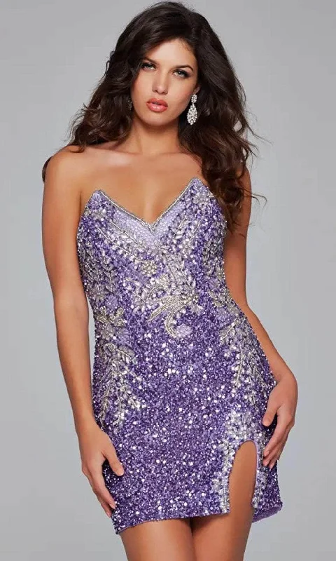 Party Dress Editorial-Jovani 36852 - Strapless Sequin Embellished Cocktail Dress