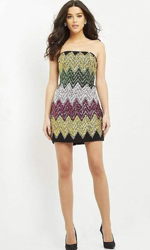 Party Dress Celeb Inspired-Jovani - M05036 Zigzag Embellished Colorful Dress