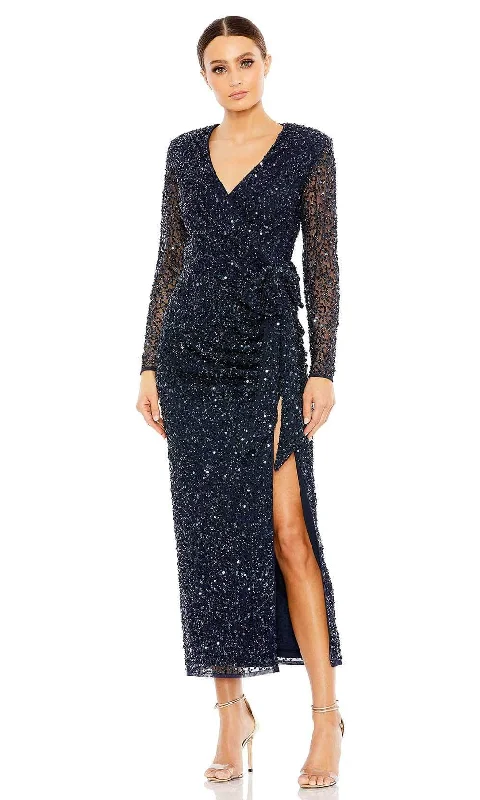 Party Dress Island Vibes-Mac Duggal 10558 - Beaded Faux Wrap Formal Dress