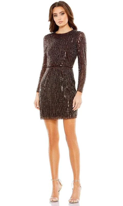 Party Dress Glamour-Mac Duggal 93625 - Long Sleeve Sequined Cocktail Dress