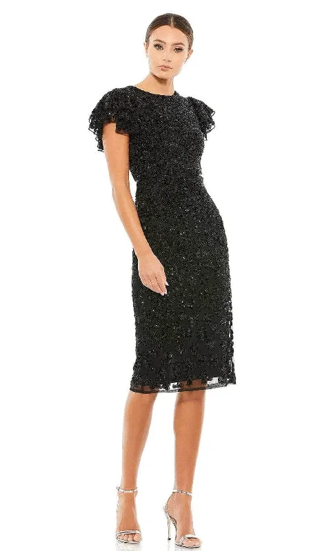 Party Dress Retro Chic-Mac Duggal Cocktail - 10827D Flutter Sleeve Sequin Dress