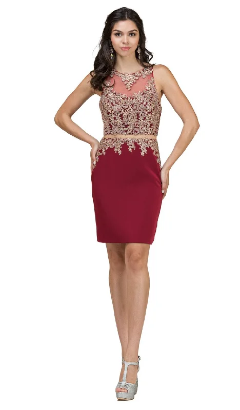 Party Dress High-low-Dancing Queen - 2000 Mock Two-Piece Illusion Lace Cocktail Dress