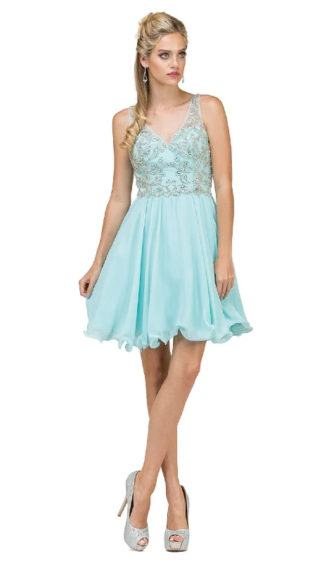 Party Dress Vintage-Dancing Queen - 2115 Sleeveless Embellished V-neck Cocktail Dress