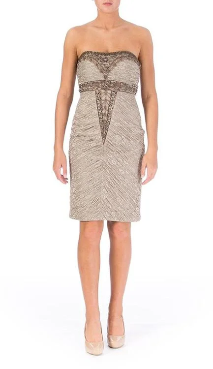 Sue Wong - N2424 Embellished Floral Lace Sheath Dress