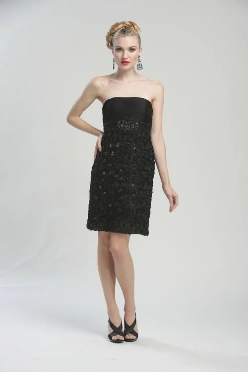 Party Dress VIP Lounge-Sue Wong - N3204 Strapless Rosette Empire Sheath Dress