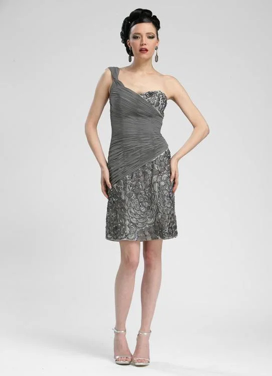 Party Dress Sakura Elegance-Sue Wong - N3330 One Shoulder Sequined Sheath Dress