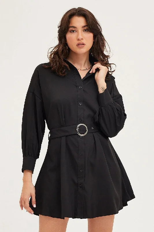 Ebony Mini Dresses -Black Dress Long Sleeve Mini