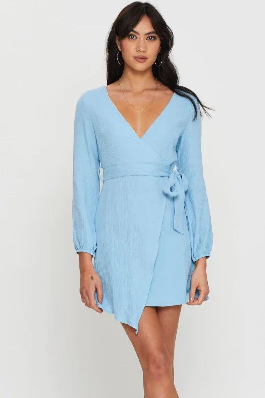 Tangerine No Sleeve Mini Dresses -Blue Mini Dress Short Sleeve