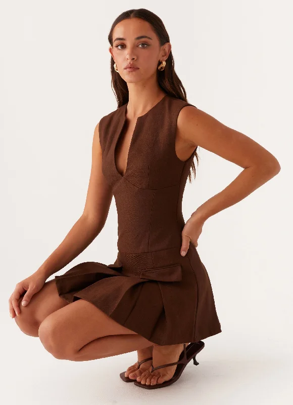 Expecting Mini Dresses -Cassia Mini Dress - Brown