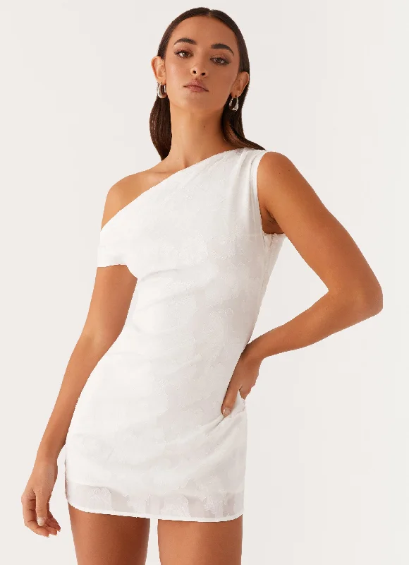 Sapphire Mini Dresses -Channing One Shoulder Mini Dress - White