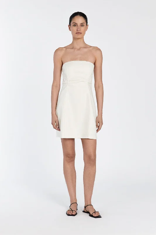 Tie-Front Seaside Mini Dresses -FRANCES CREAM STRAPLESS MINI DRESS