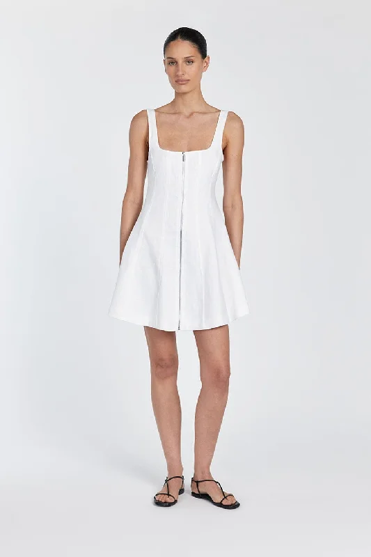 Dance PVC Mini Dresses -HARRIET WHITE LINEN MINI DRESS