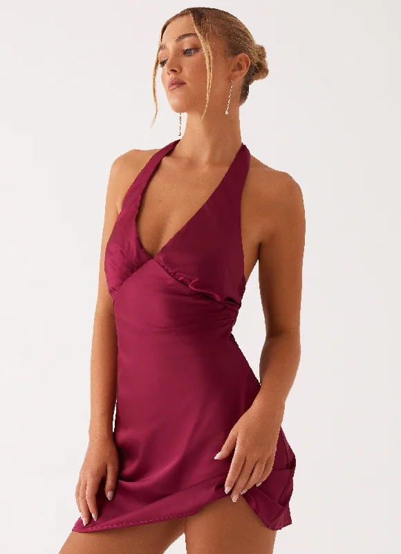 Bare Shoulder Lilac Mini Dresses -Heavy Hearted Mini Dress - Mulberry