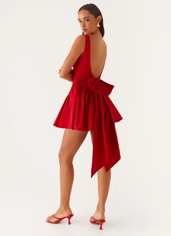 Nostalgic PVC Flirty Mini Dresses -Invited Mini Dress - Red