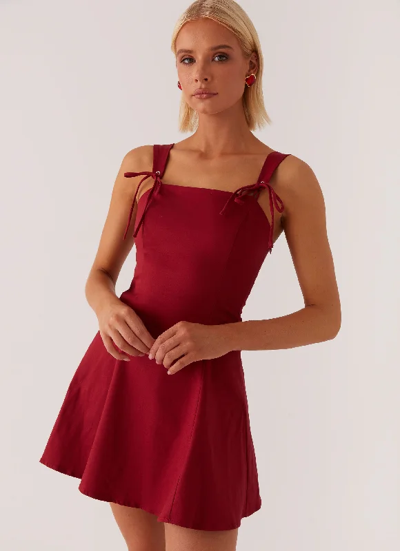 Sapphire Loose Mini Dresses -Jamaya Tie Mini Dress - Red