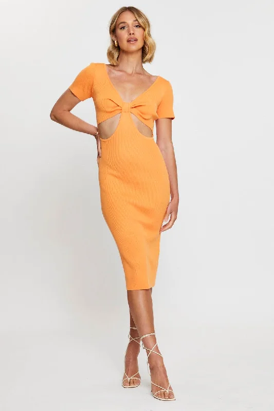 Ebony Nightlife Mini Dresses -Orange Mini Dress Halter Neck