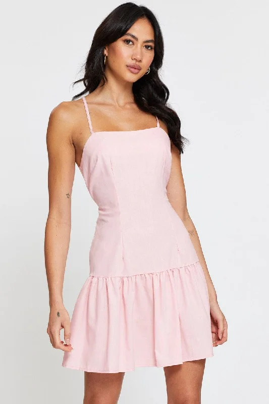 Sapphire Loose Mini Dresses -Pink A Line Dress Mini