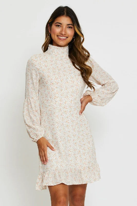 Budget Lemon Mini Dresses -Print Mini Dress Long Sleeve