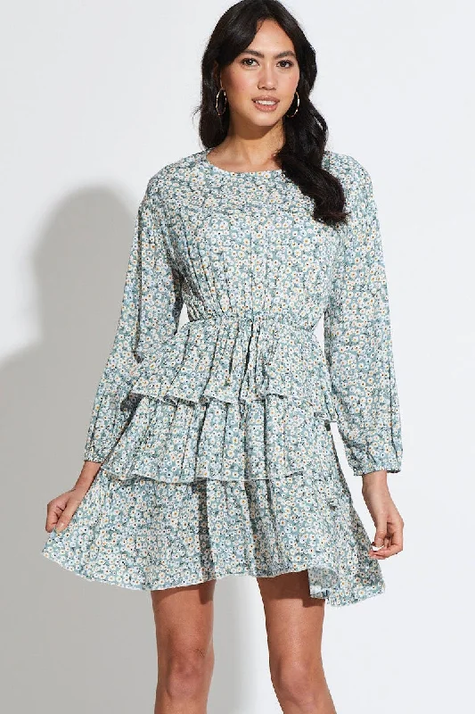 Couture Platinum Mini Dresses -Print Mini Dress Long Sleeve