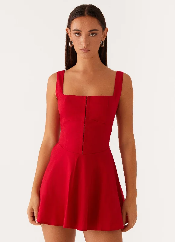 Mesh Ebony Mini Dresses -The Isle Mini Dress - Red